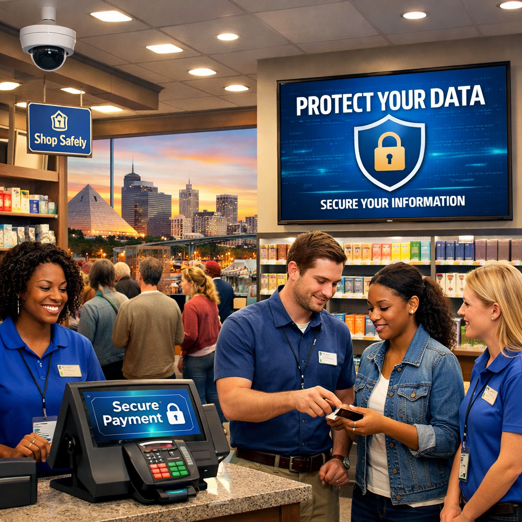 Retail Store Showcasing Cybersecurity